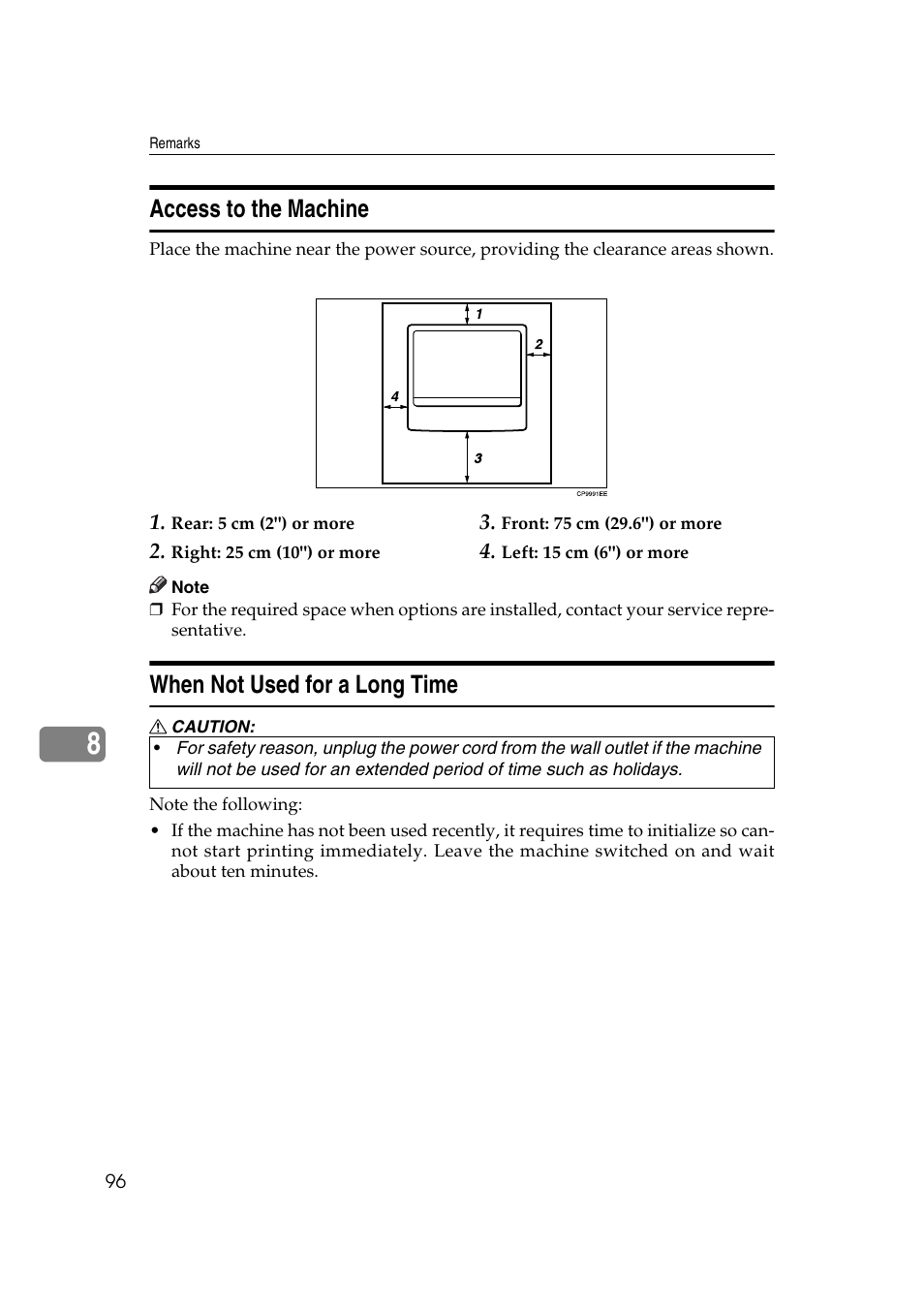Access to the machine, When not used for a long time | Ricoh Aficio RPCS MP 2000 User Manual | Page 102 / 108