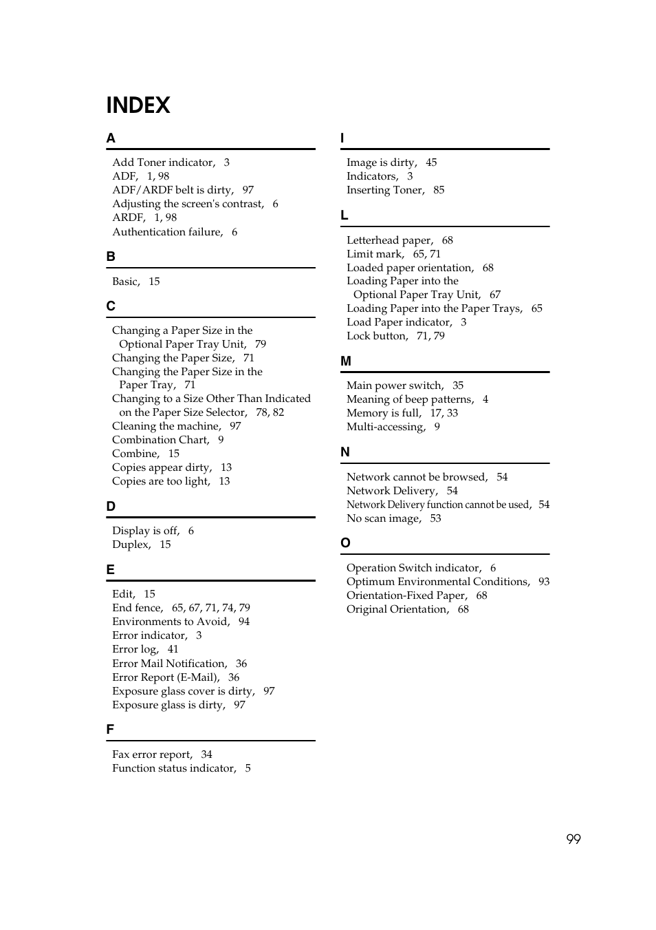 Index | Ricoh Aficio RPCS MP 2000 User Manual | Page 105 / 108