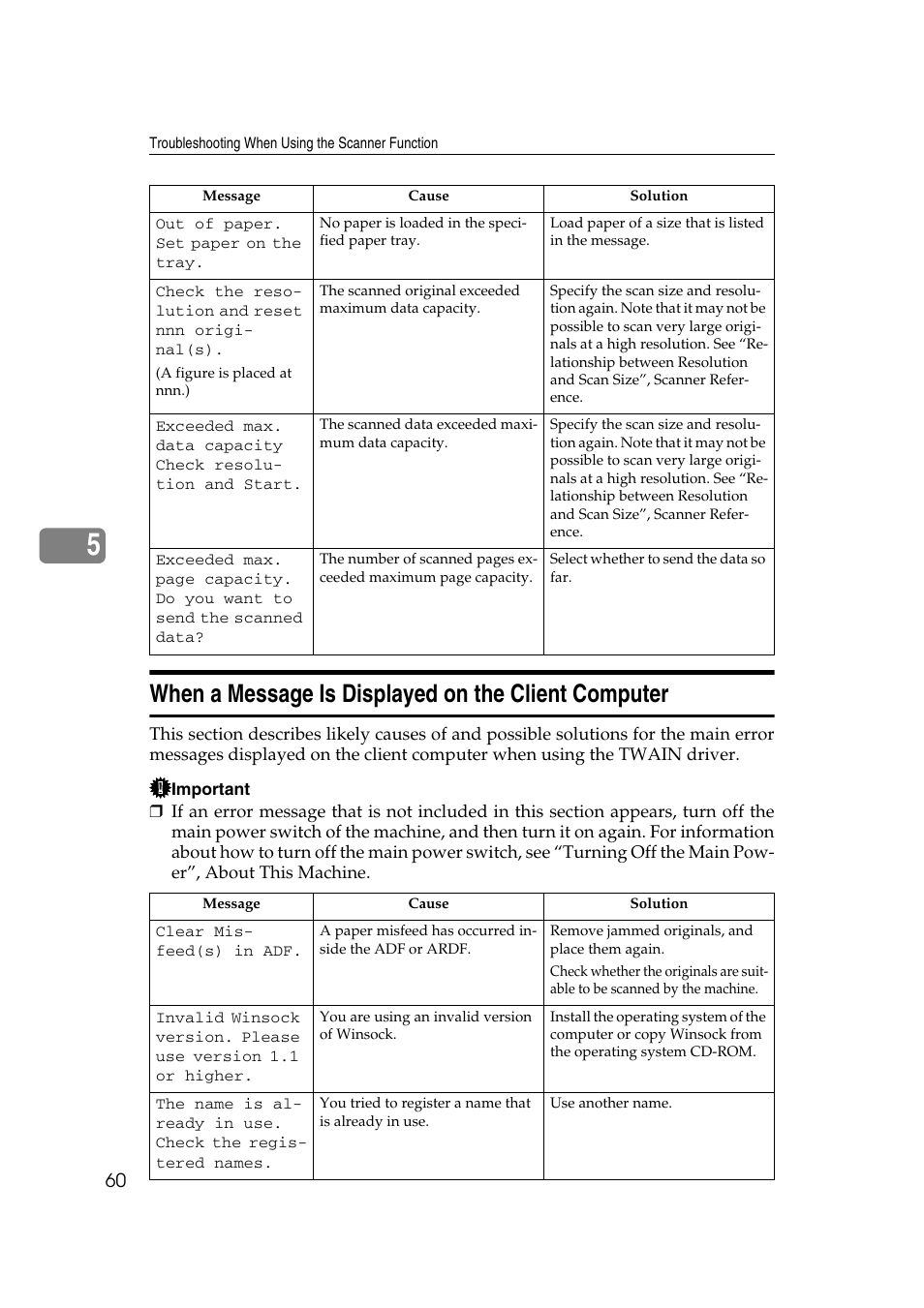 When a message is displayed on the client computer | Ricoh Aficio RPCS MP 2000 User Manual | Page 66 / 108
