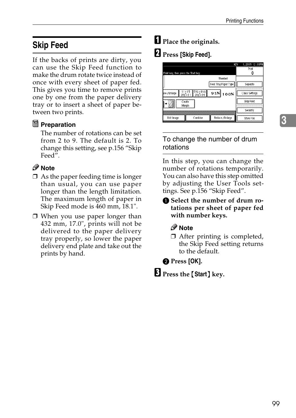 Skip feed, P.99 “skip feed | Ricoh LDD280 User Manual | Page 111 / 204