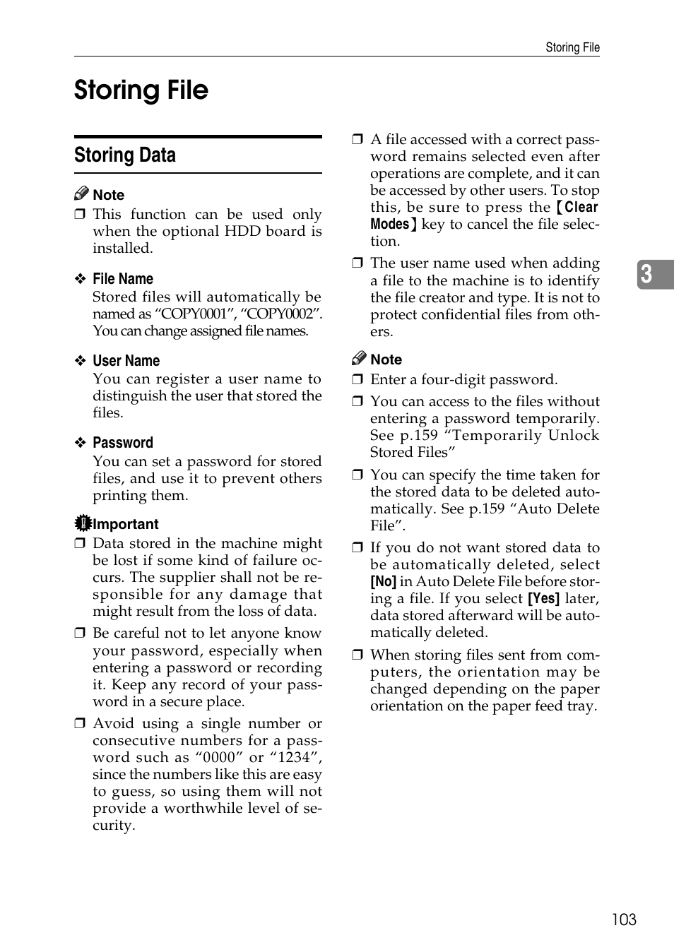 Storing file, Storing data, P.103 “storing file | 3storing file | Ricoh LDD280 User Manual | Page 115 / 204