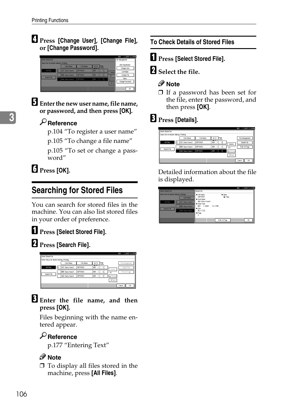 Searching for stored files, To check details of stored files | Ricoh LDD280 User Manual | Page 118 / 204