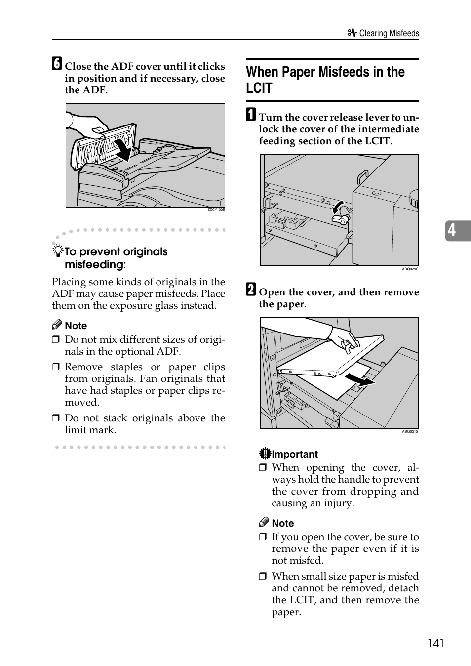 When paper misfeeds in the lcit | Ricoh LDD280 User Manual | Page 153 / 204