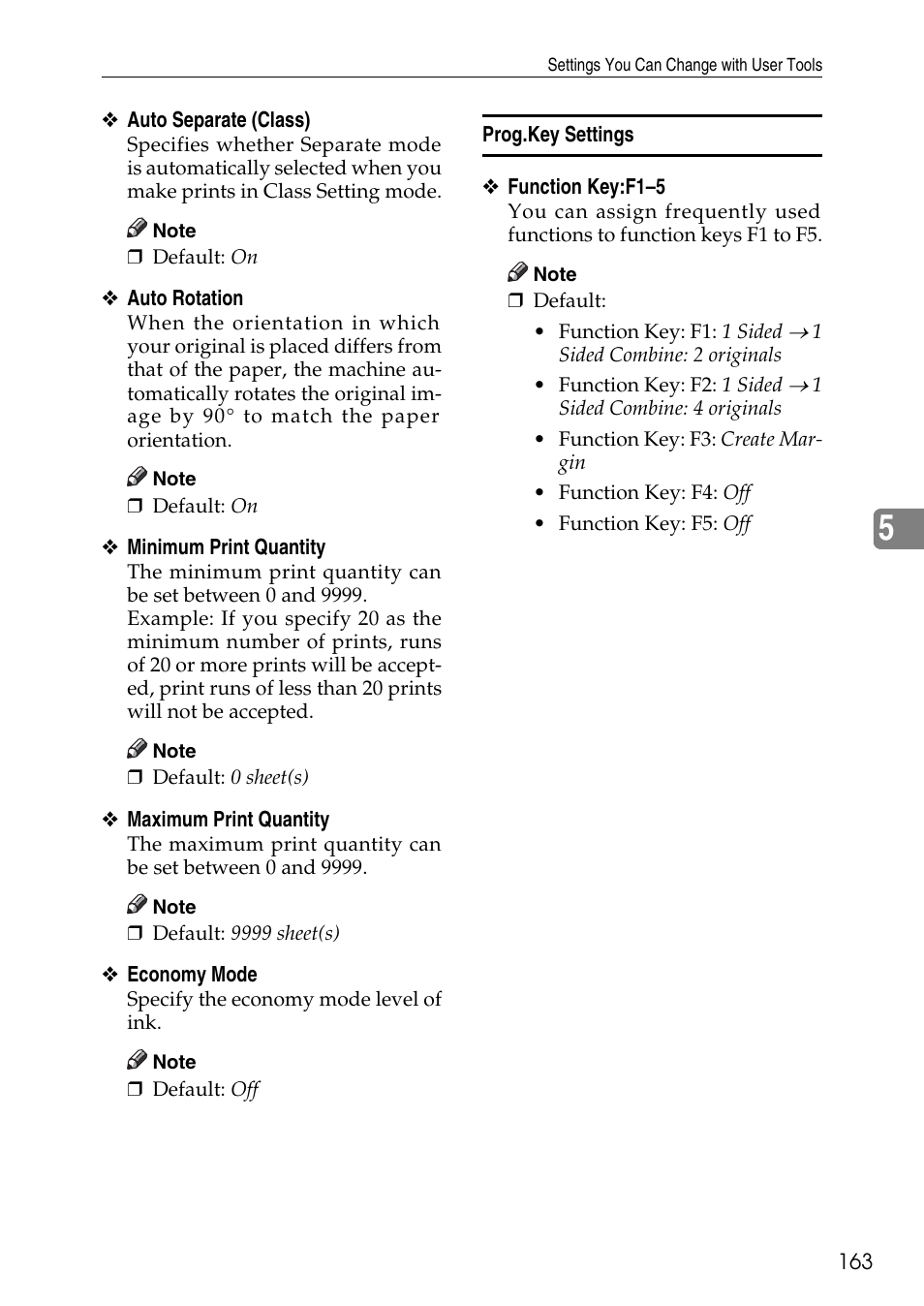Prog.key settings, P.163 “function key:f1–5 | Ricoh LDD280 User Manual | Page 175 / 204