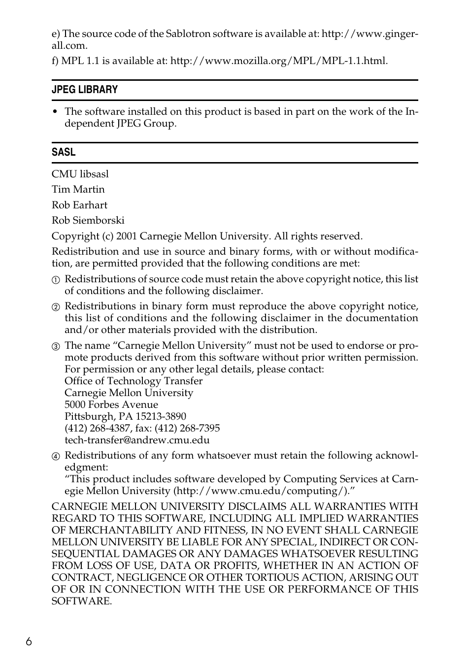 Jpeg library, Sasl | Ricoh LDD280 User Manual | Page 18 / 204