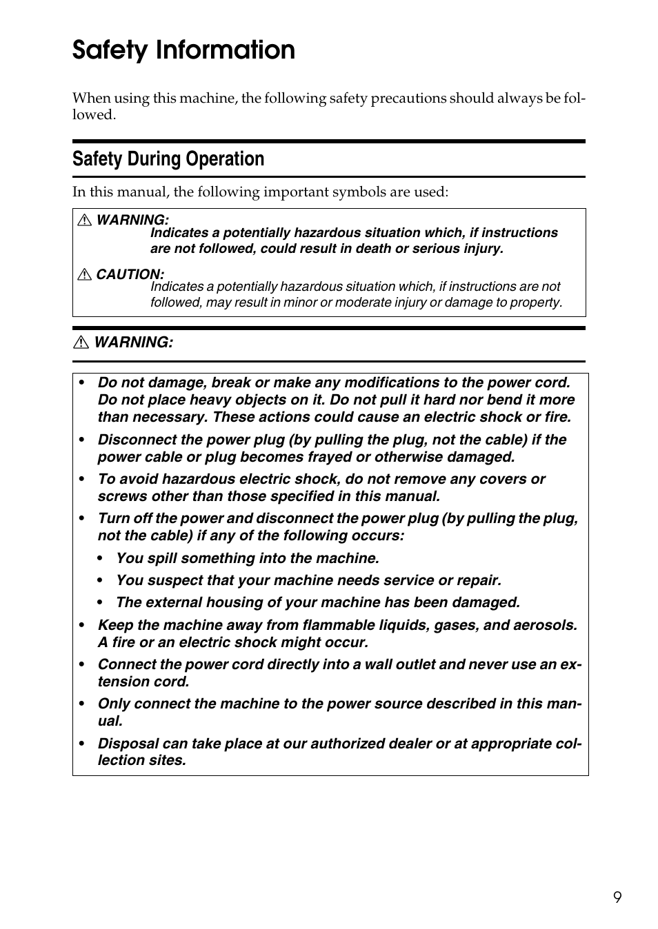 Safety information, Safety during operation | Ricoh LDD280 User Manual | Page 21 / 204