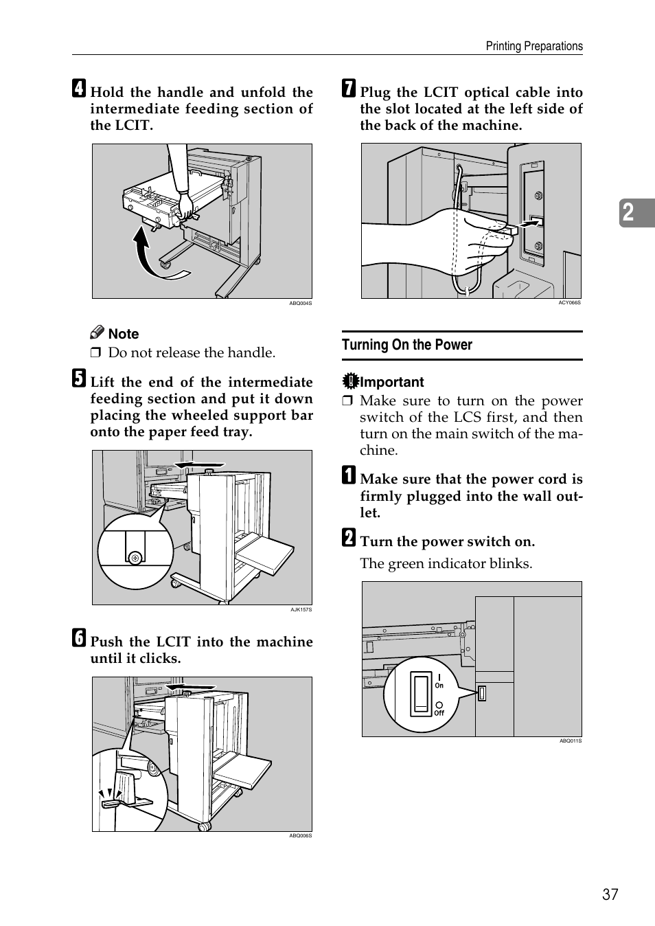 Turning on the power | Ricoh LDD280 User Manual | Page 49 / 204