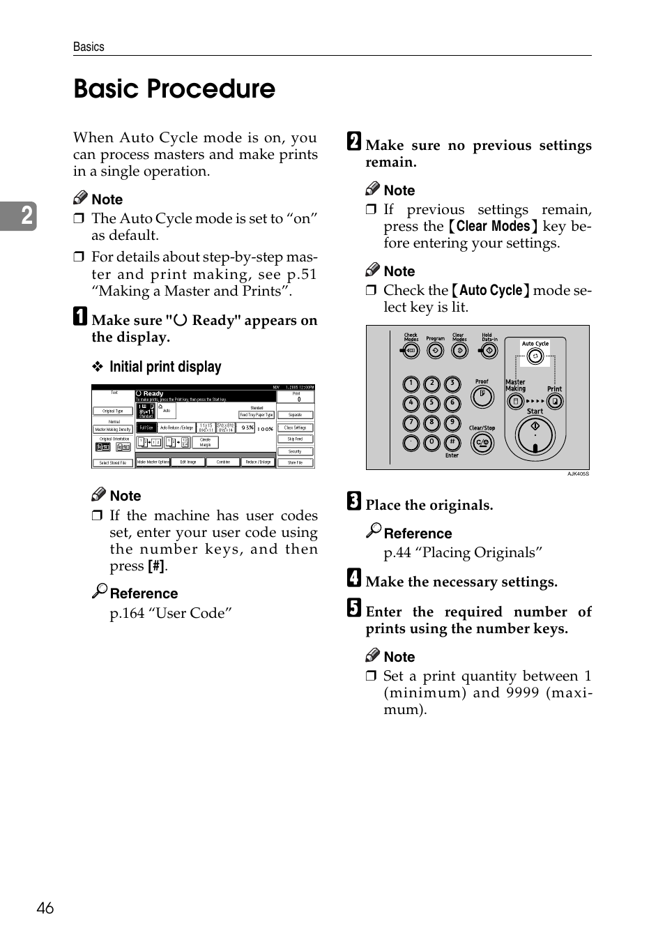 Basic procedure, See p.46 “basic procedure, P.46 “basic procedure | 2basic procedure | Ricoh LDD280 User Manual | Page 58 / 204
