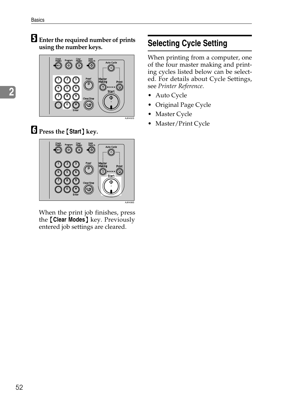 Selecting cycle setting | Ricoh LDD280 User Manual | Page 64 / 204