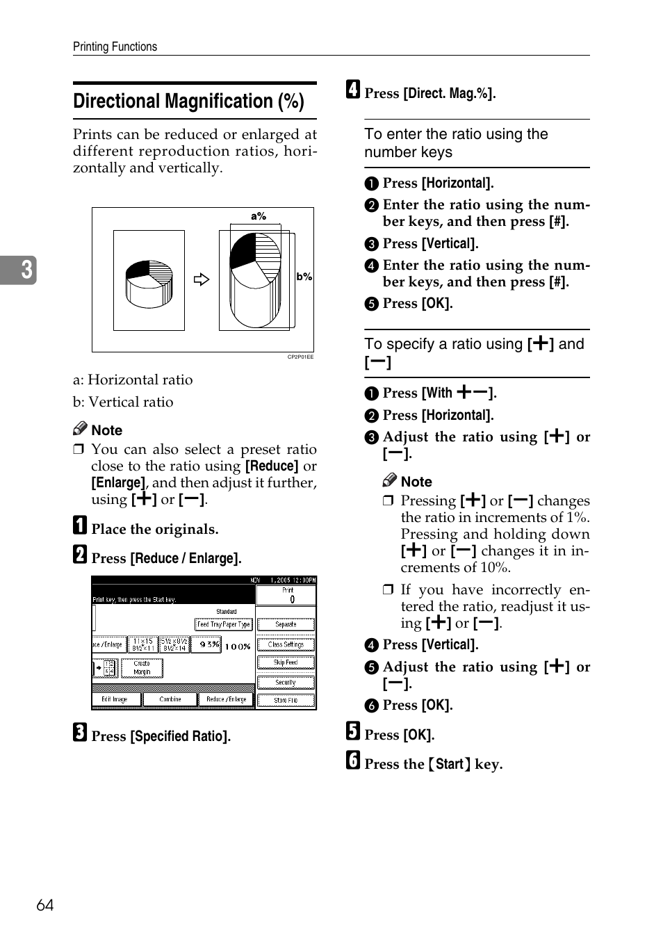 Directional magnification (%), E p.64 “directional magnifica- tion (%) | Ricoh LDD280 User Manual | Page 76 / 204
