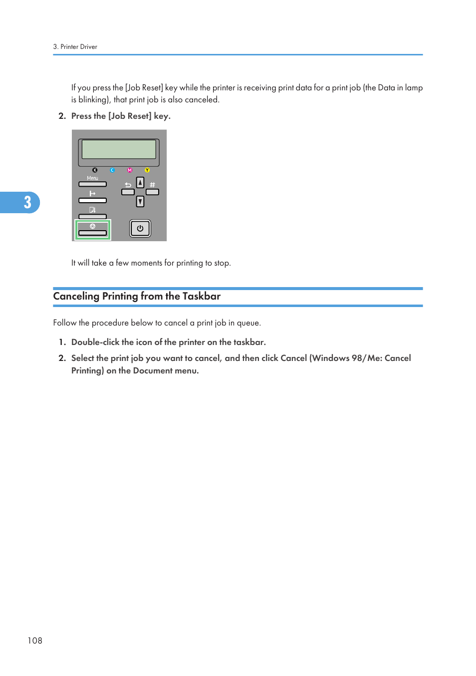 Canceling printing from the taskbar | Ricoh Aficio GX7000 User Manual | Page 110 / 272