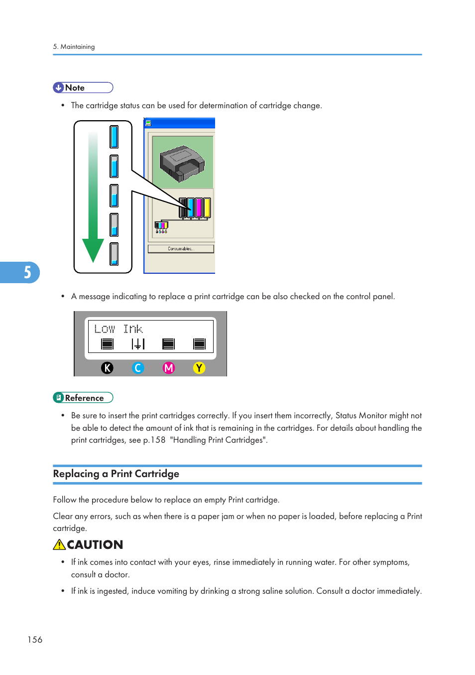 Replacing a print cartridge | Ricoh Aficio GX7000 User Manual | Page 158 / 272