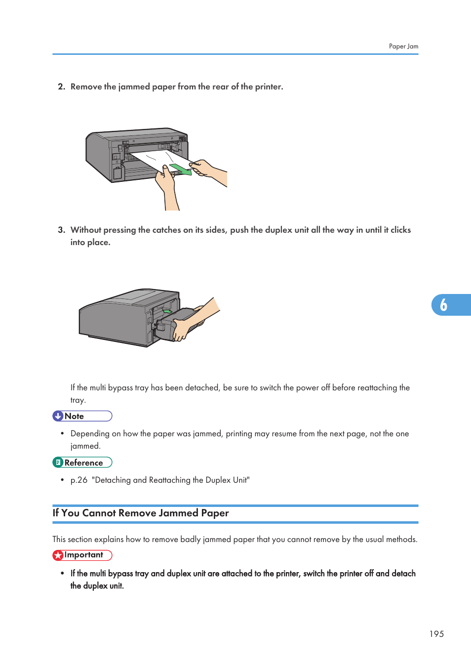If you cannot remove jammed paper | Ricoh Aficio GX7000 User Manual | Page 197 / 272
