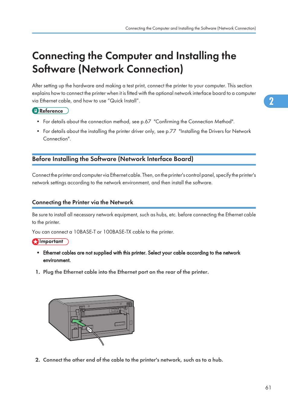Connecting the printer via the network | Ricoh Aficio GX7000 User Manual | Page 63 / 272