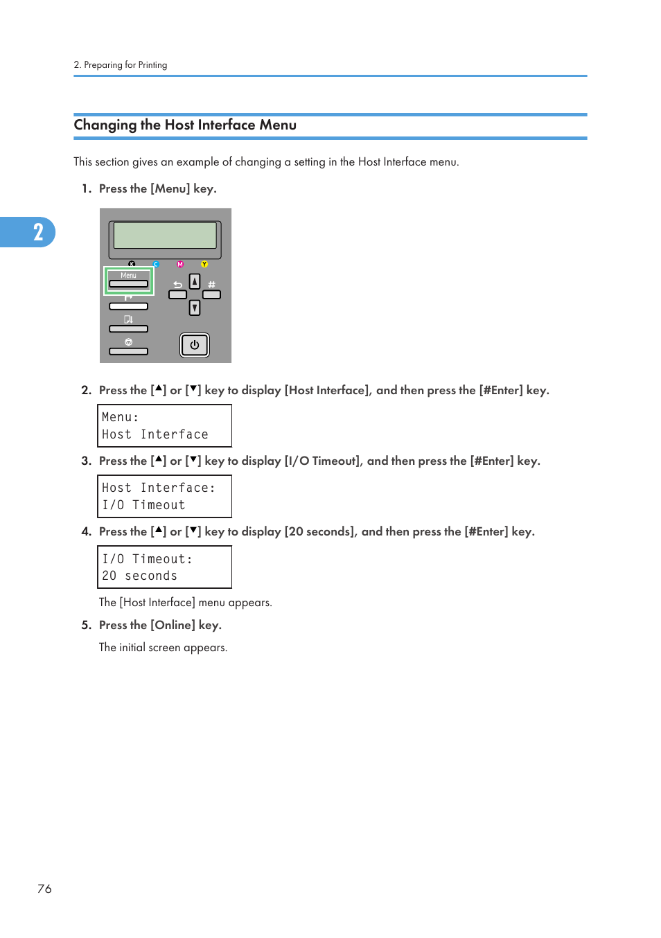 Changing the host interface menu | Ricoh Aficio GX7000 User Manual | Page 78 / 272