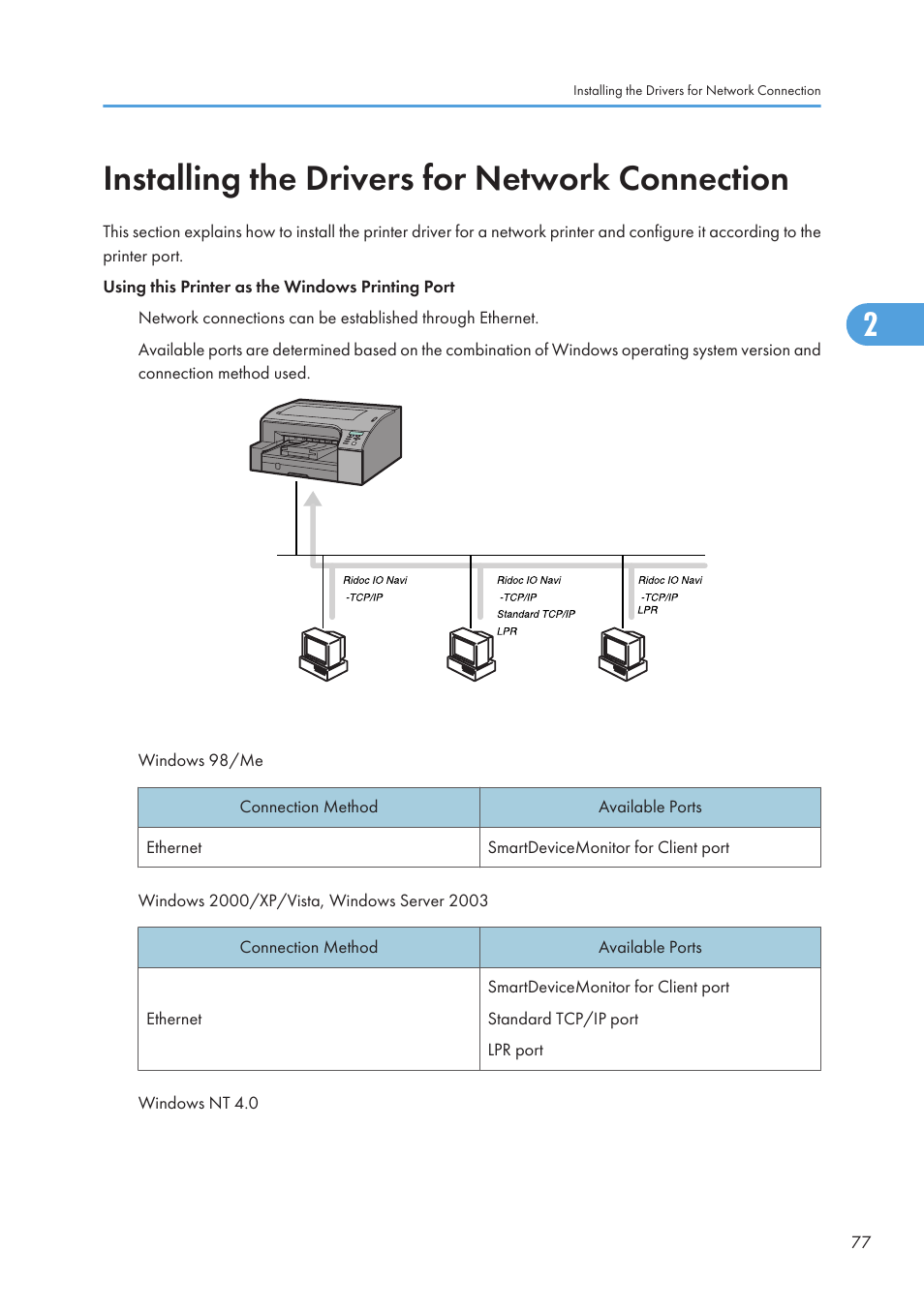 Installing the drivers for network connection | Ricoh Aficio GX7000 User Manual | Page 79 / 272