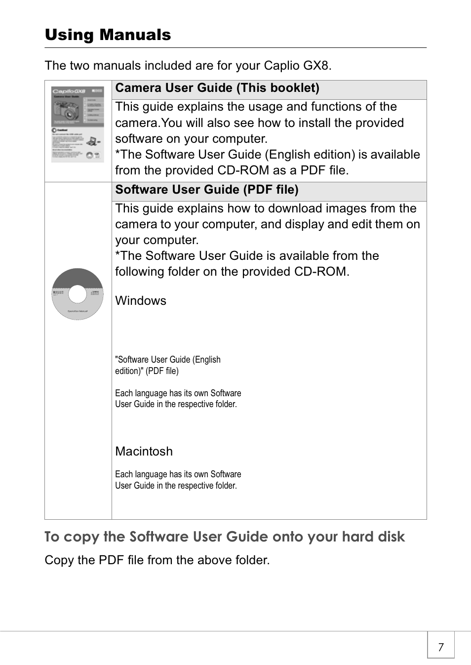 Using manuals | Ricoh Caplio GX8 User Manual | Page 10 / 180