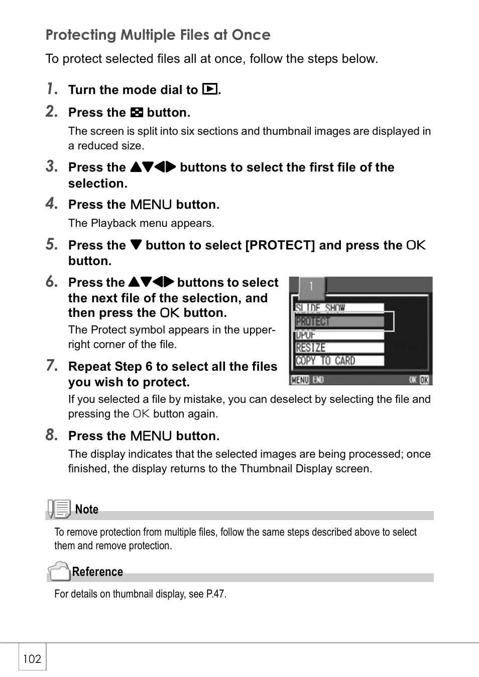 Protecting multiple files at once | Ricoh Caplio GX8 User Manual | Page 105 / 180