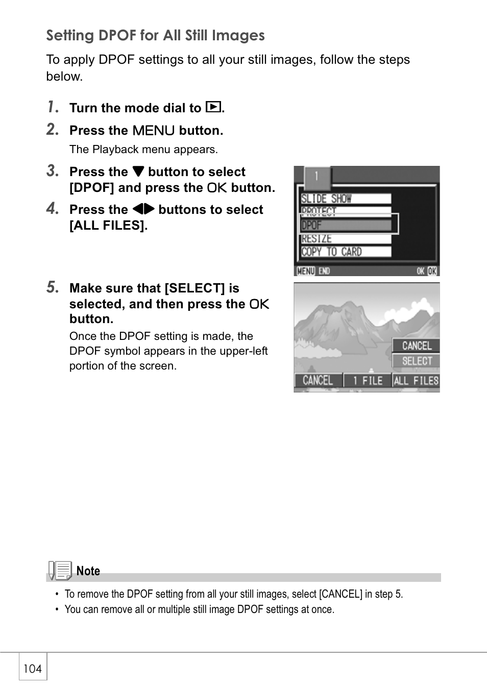 Setting dpof for all still images | Ricoh Caplio GX8 User Manual | Page 107 / 180