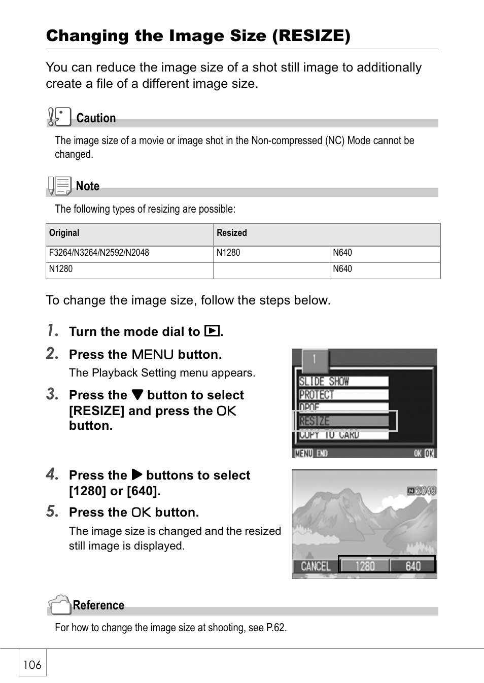 Changing the image size (resize) | Ricoh Caplio GX8 User Manual | Page 109 / 180