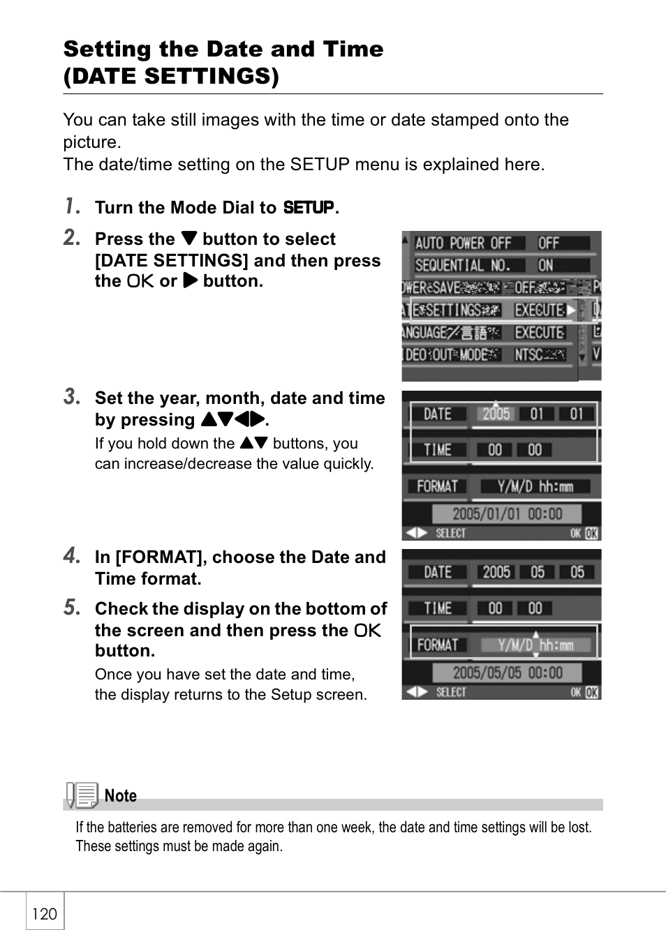 Setting the date and time (date settings) | Ricoh Caplio GX8 User Manual | Page 123 / 180