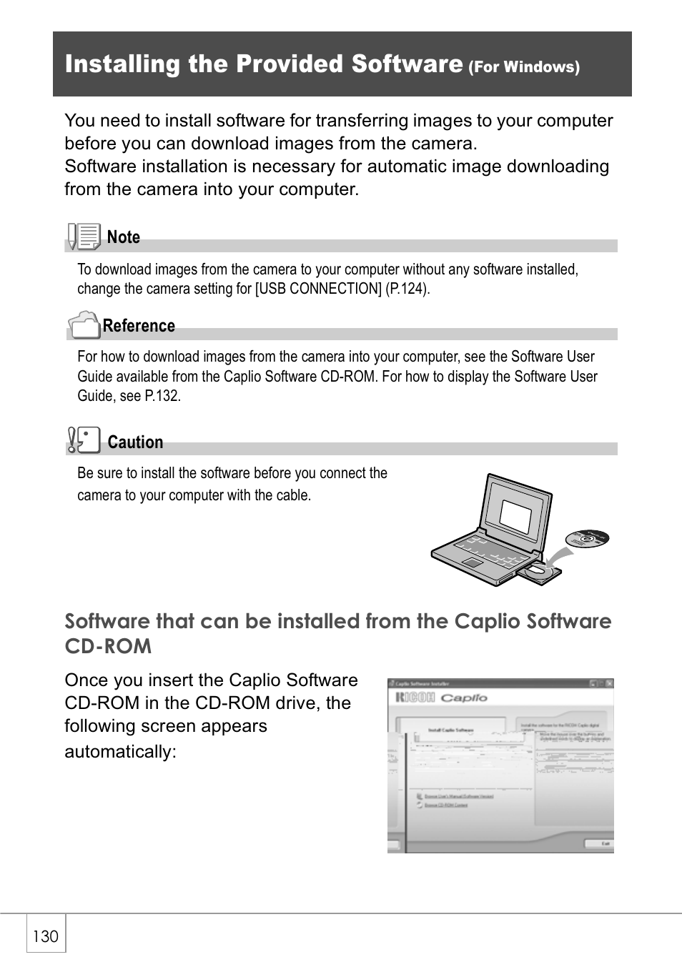 Installing the provided software | Ricoh Caplio GX8 User Manual | Page 133 / 180