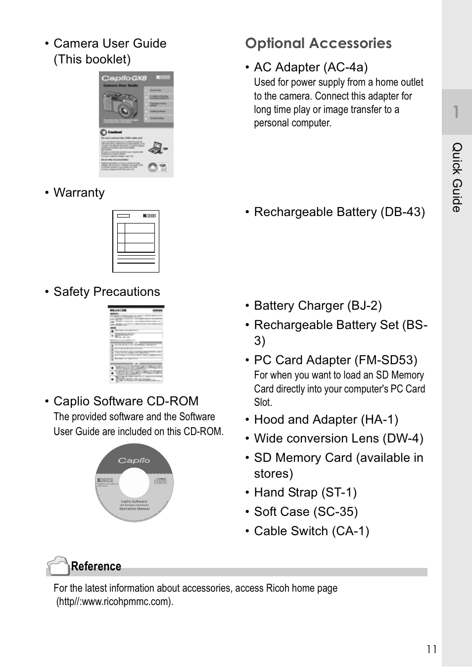 Optional accessories | Ricoh Caplio GX8 User Manual | Page 14 / 180