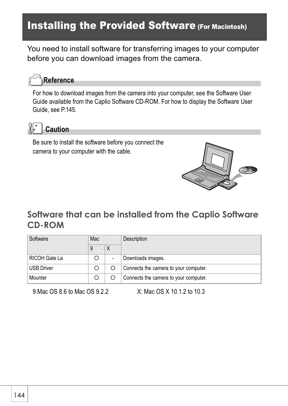 Installing the provided software | Ricoh Caplio GX8 User Manual | Page 147 / 180