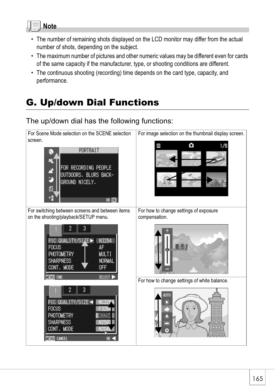 G. up/down dial functions | Ricoh Caplio GX8 User Manual | Page 168 / 180