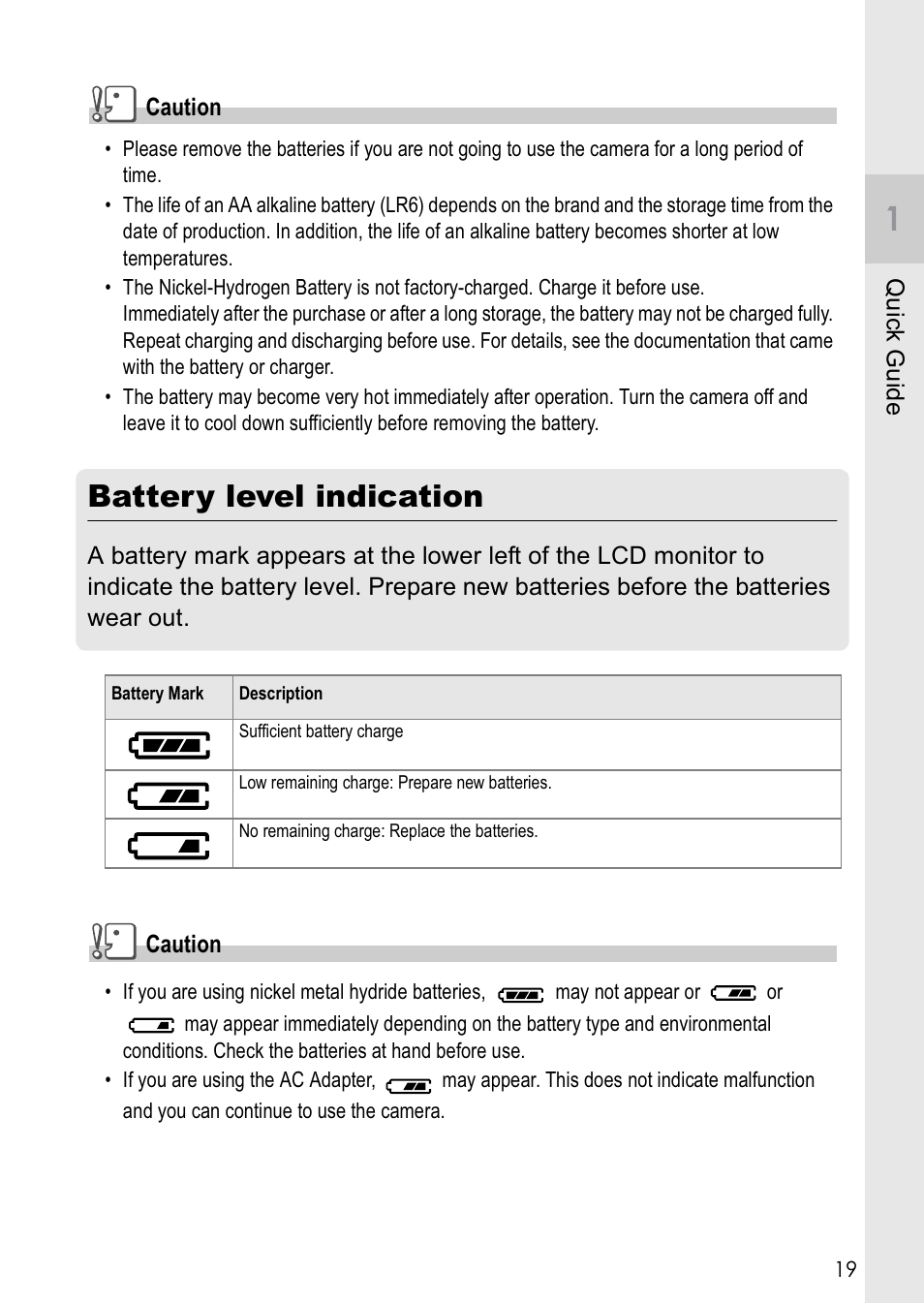Battery level indication | Ricoh Caplio GX8 User Manual | Page 22 / 180