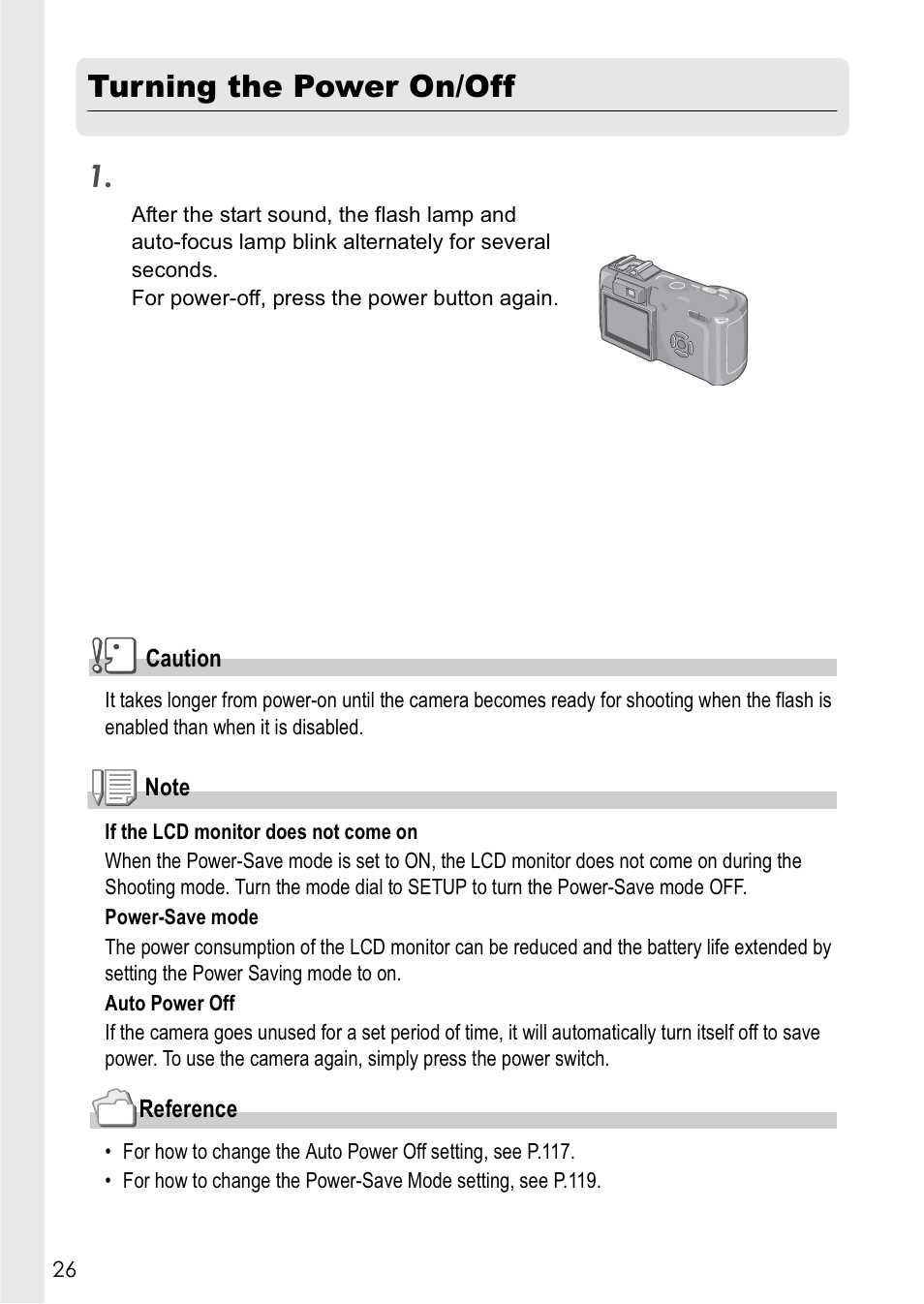 Turning the power on/off 1 | Ricoh Caplio GX8 User Manual | Page 29 / 180