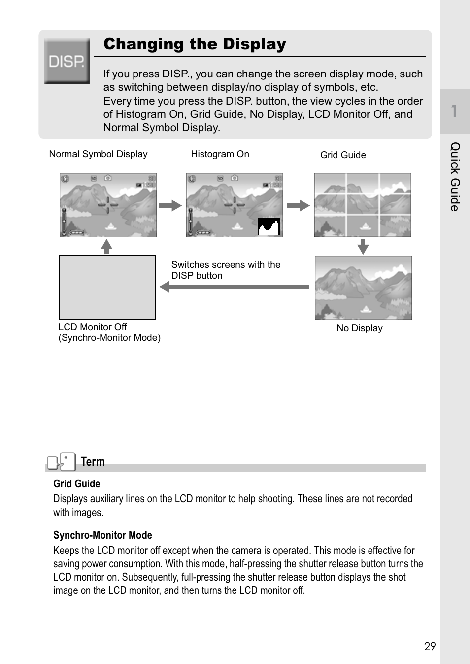 Changing the display | Ricoh Caplio GX8 User Manual | Page 32 / 180