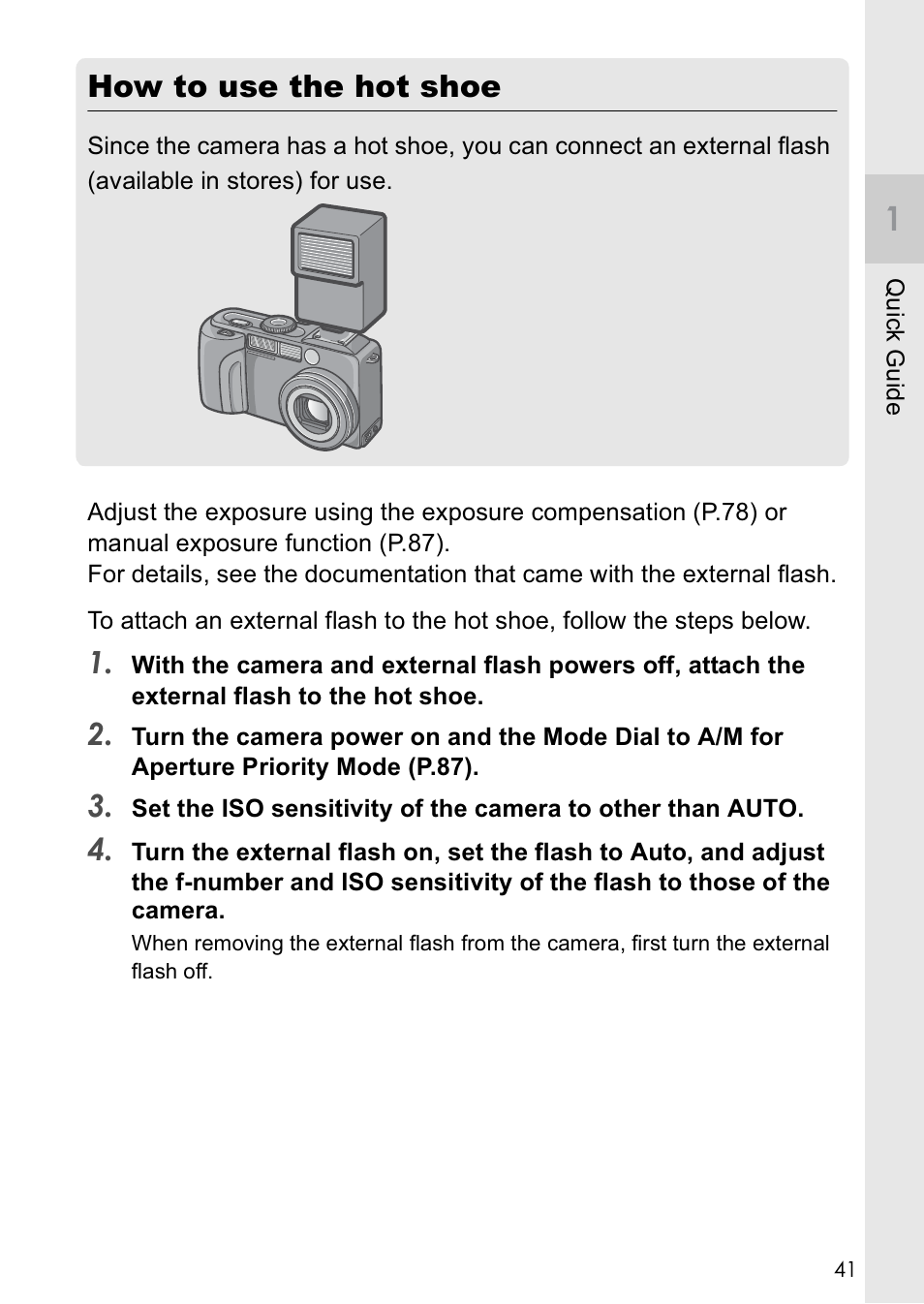 How to use the hot shoe | Ricoh Caplio GX8 User Manual | Page 44 / 180