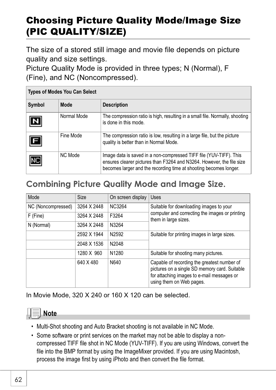 Combining picture quality mode and image size | Ricoh Caplio GX8 User Manual | Page 65 / 180