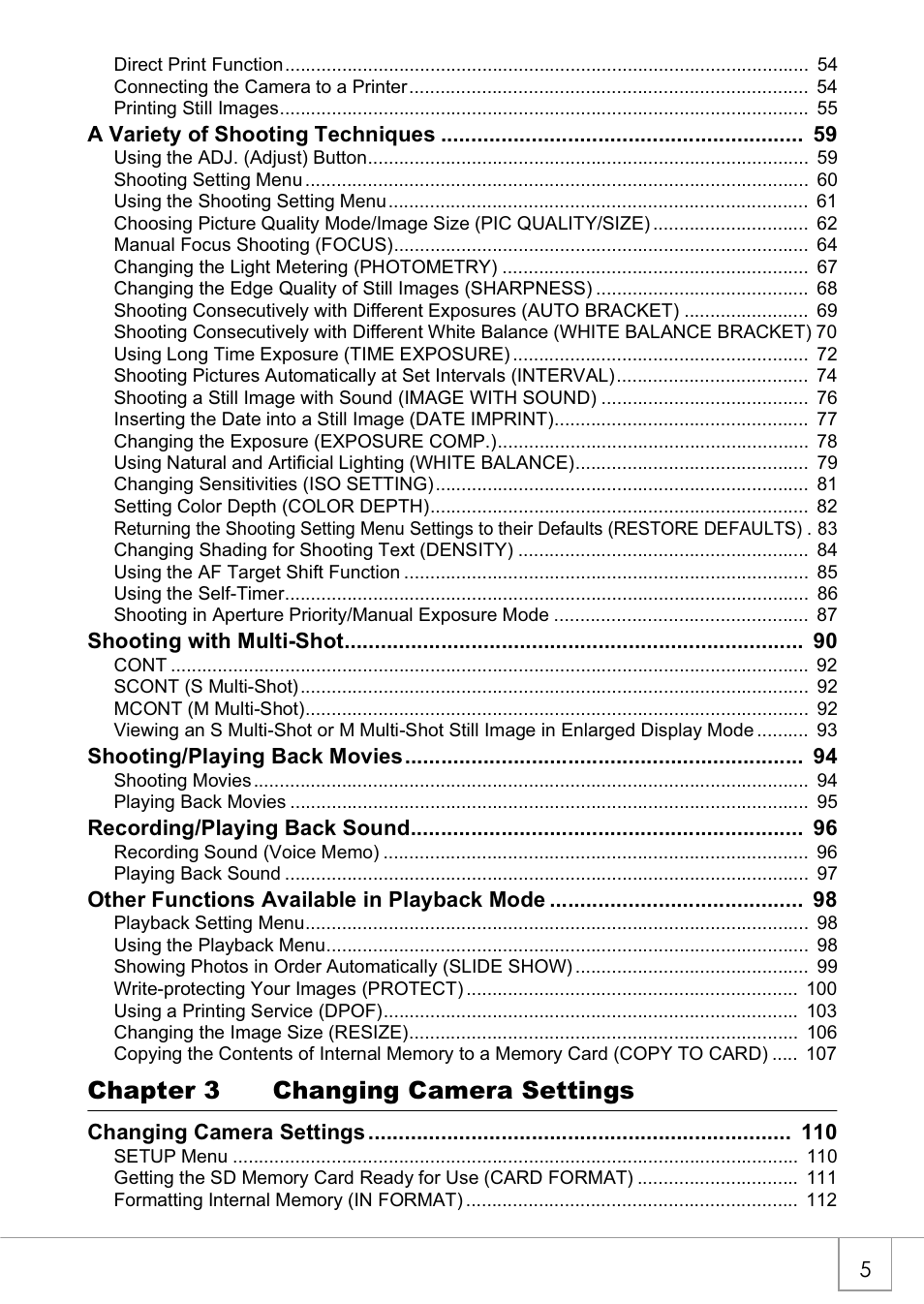 Chapter 3 changing camera settings | Ricoh Caplio GX8 User Manual | Page 8 / 180