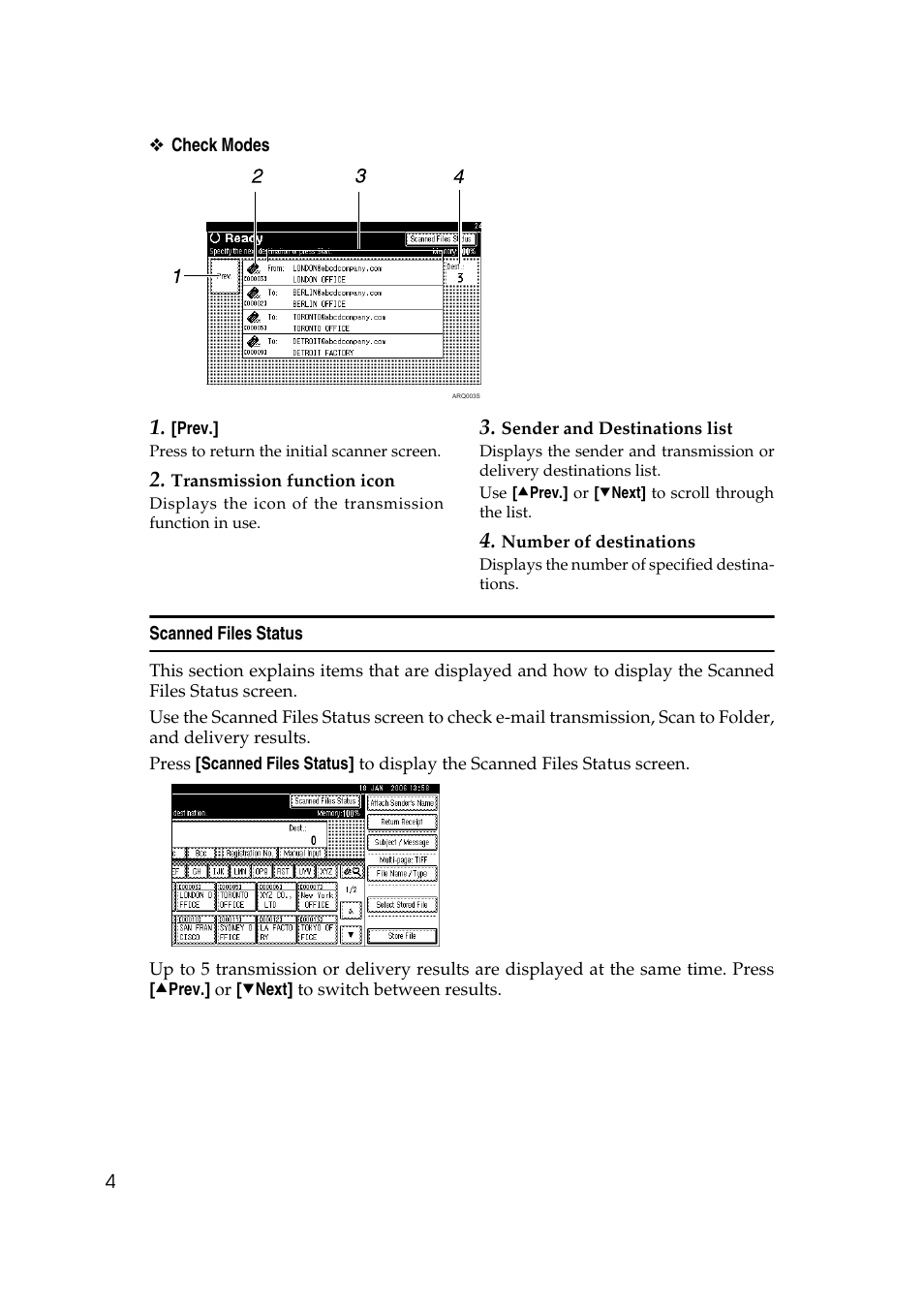 Scanned files status | Ricoh Aficio MP 1100 User Manual | Page 12 / 158