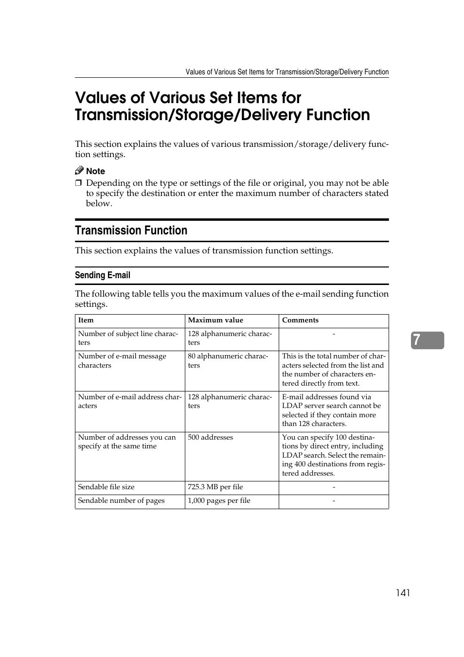 Transmission function, Sending e-mail | Ricoh Aficio MP 1100 User Manual | Page 149 / 158