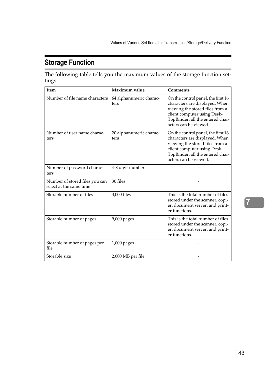 Storage function | Ricoh Aficio MP 1100 User Manual | Page 151 / 158