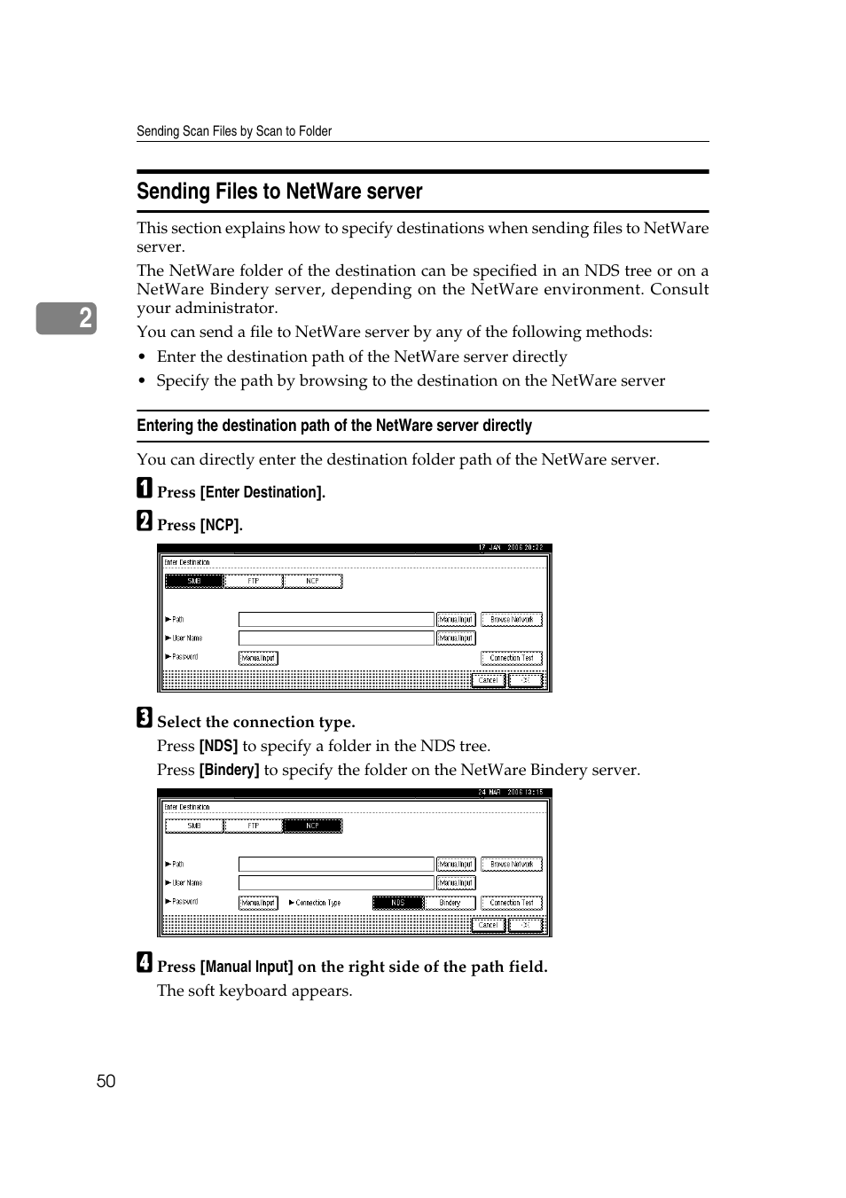 Sending files to netware server | Ricoh Aficio MP 1100 User Manual | Page 58 / 158
