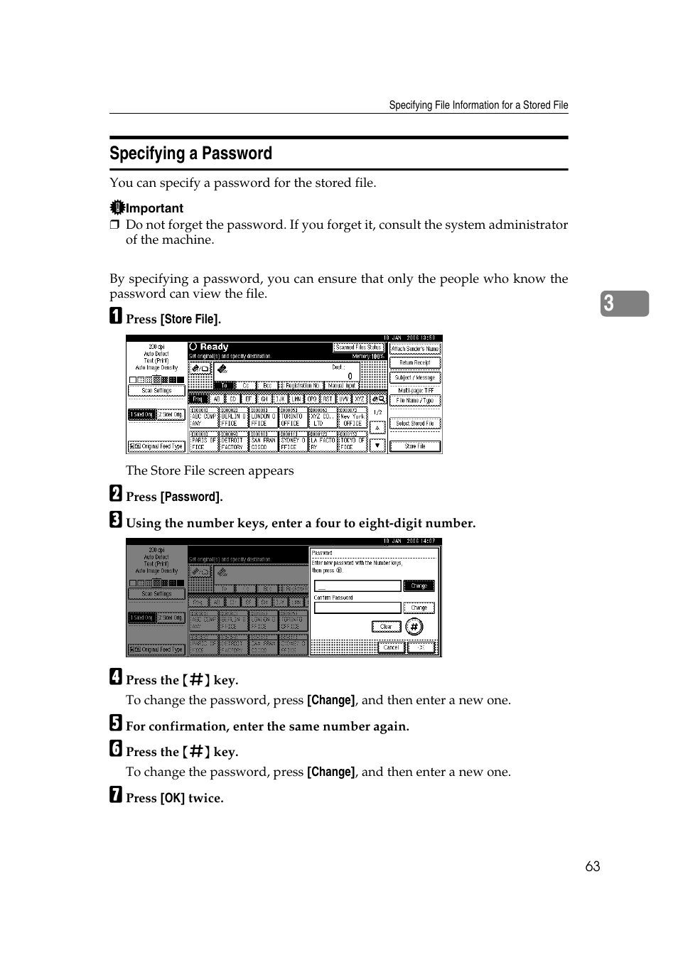 Specifying a password | Ricoh Aficio MP 1100 User Manual | Page 71 / 158