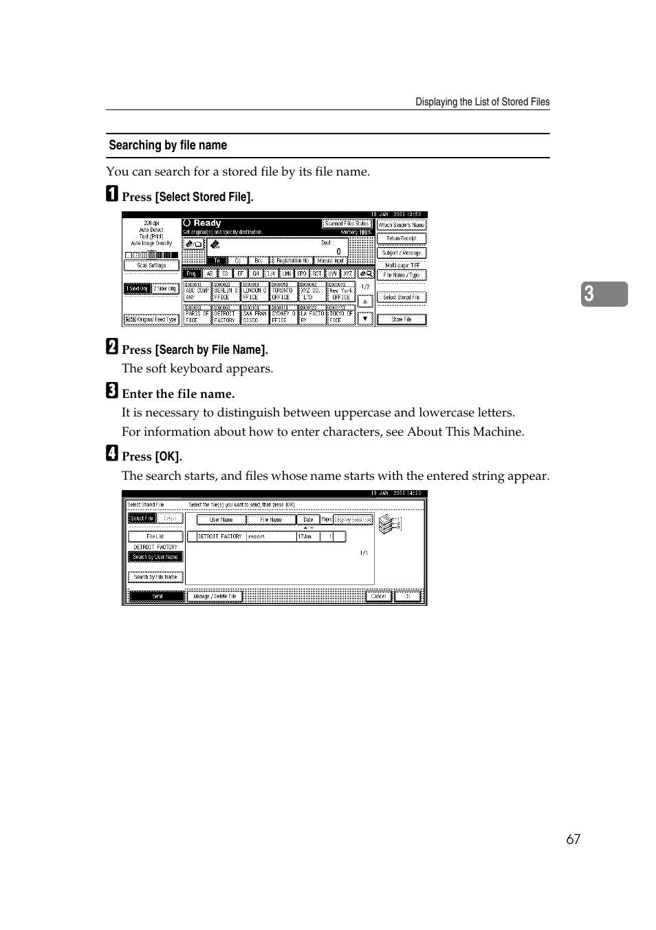 Searching by file name | Ricoh Aficio MP 1100 User Manual | Page 75 / 158