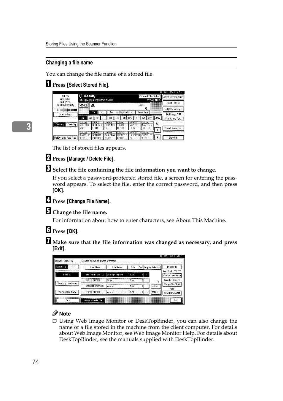 Changing a file name | Ricoh Aficio MP 1100 User Manual | Page 82 / 158