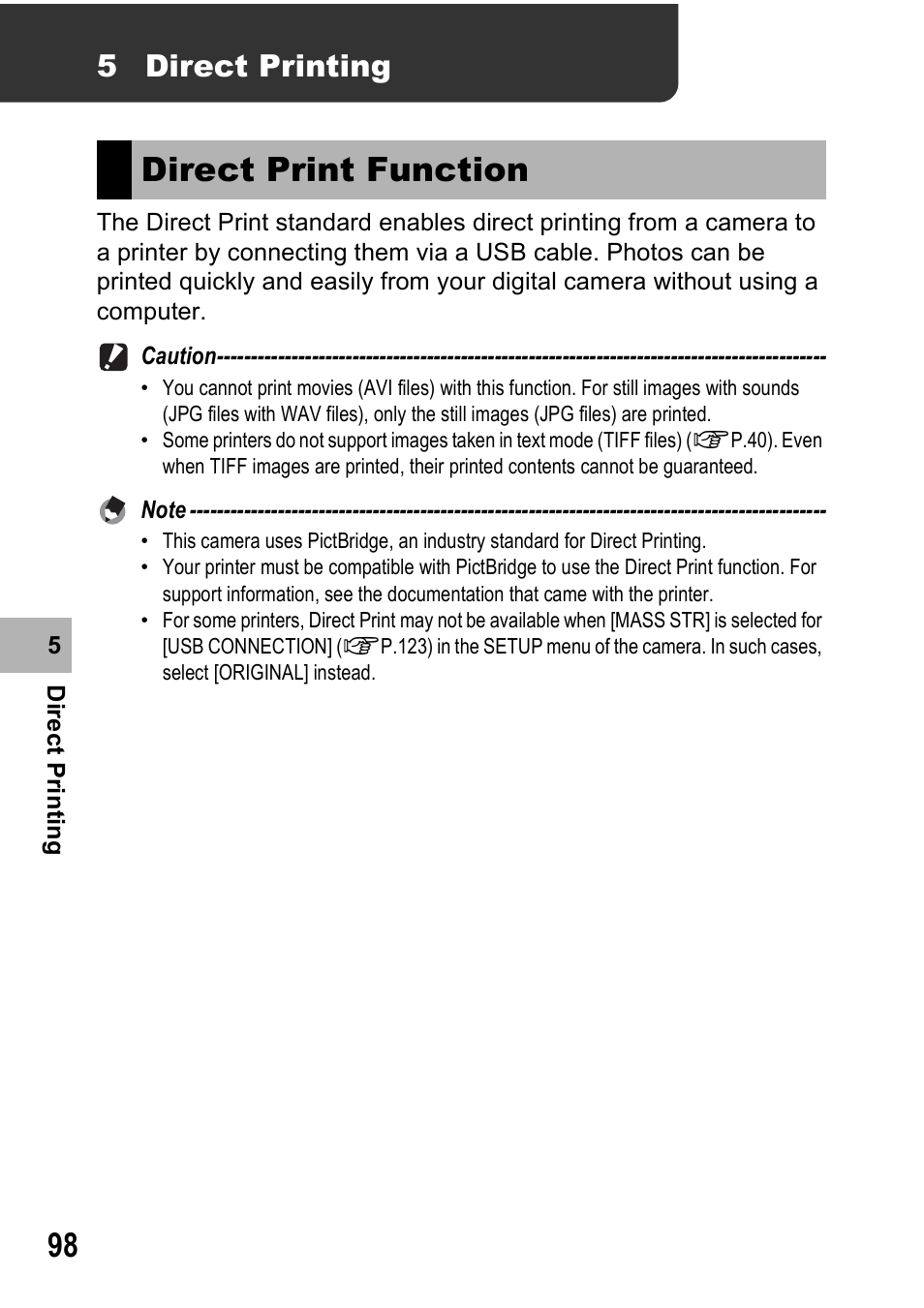 Direct print function, 5 direct printing | Ricoh 500SE User Manual | Page 101 / 256