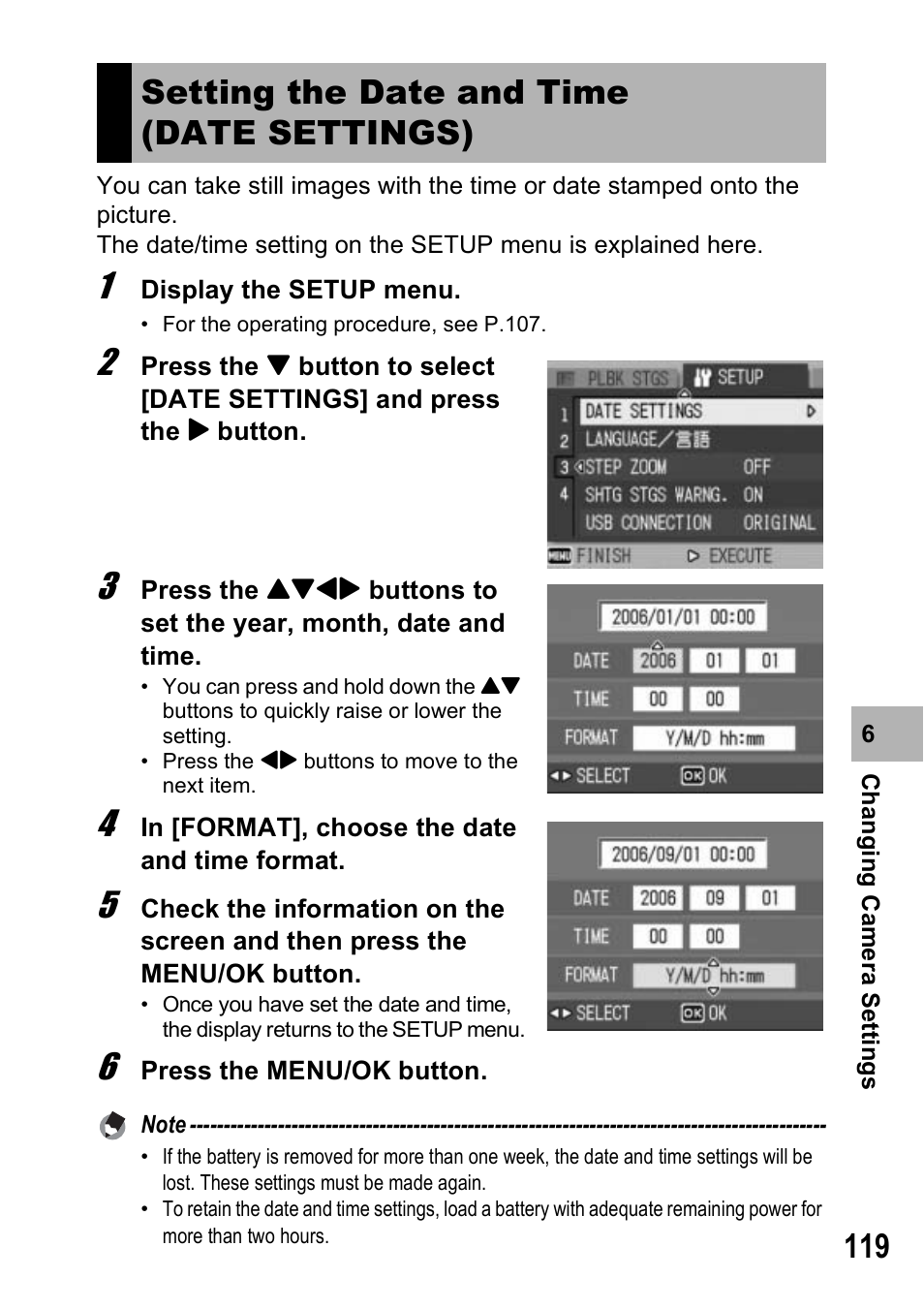 Setting the date and time (date settings) | Ricoh 500SE User Manual | Page 122 / 256