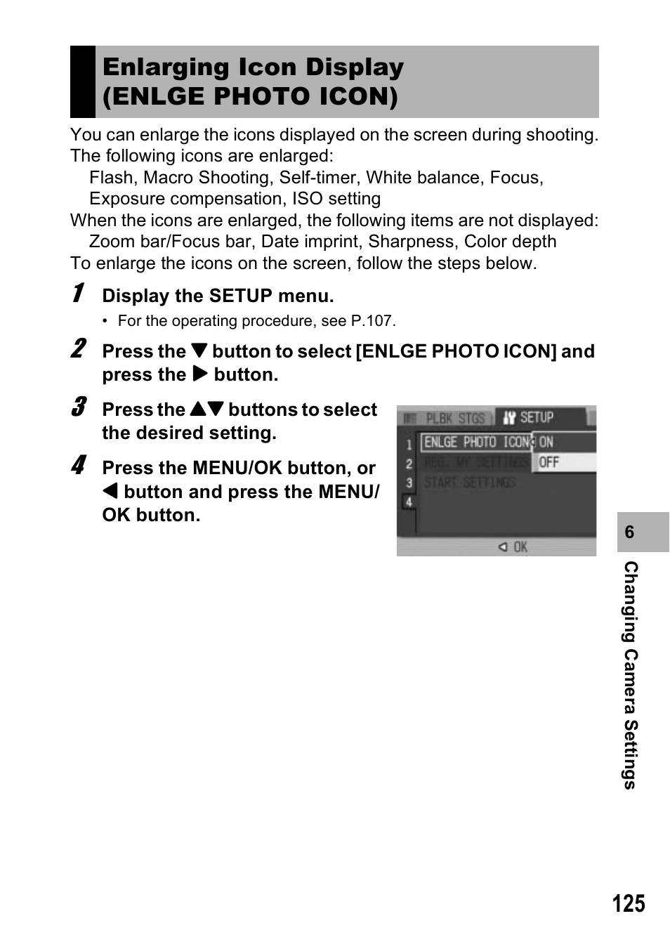 Enlarging icon display (enlge photo icon) | Ricoh 500SE User Manual | Page 128 / 256