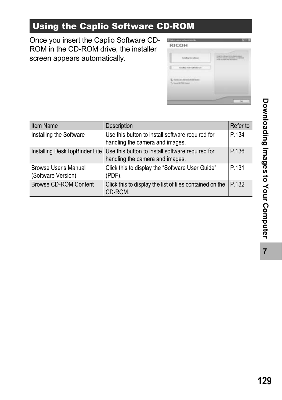 Using the caplio software cd-rom | Ricoh 500SE User Manual | Page 132 / 256