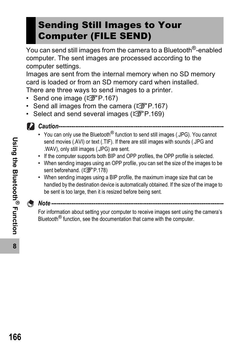 Sending still images to your computer (file send) | Ricoh 500SE User Manual | Page 169 / 256