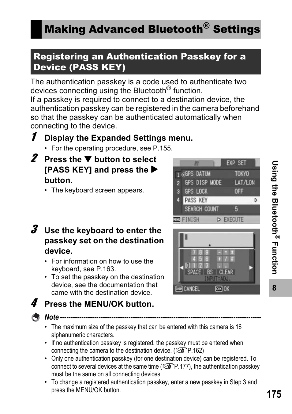 Making advanced bluetooth, Settings | Ricoh 500SE User Manual | Page 178 / 256