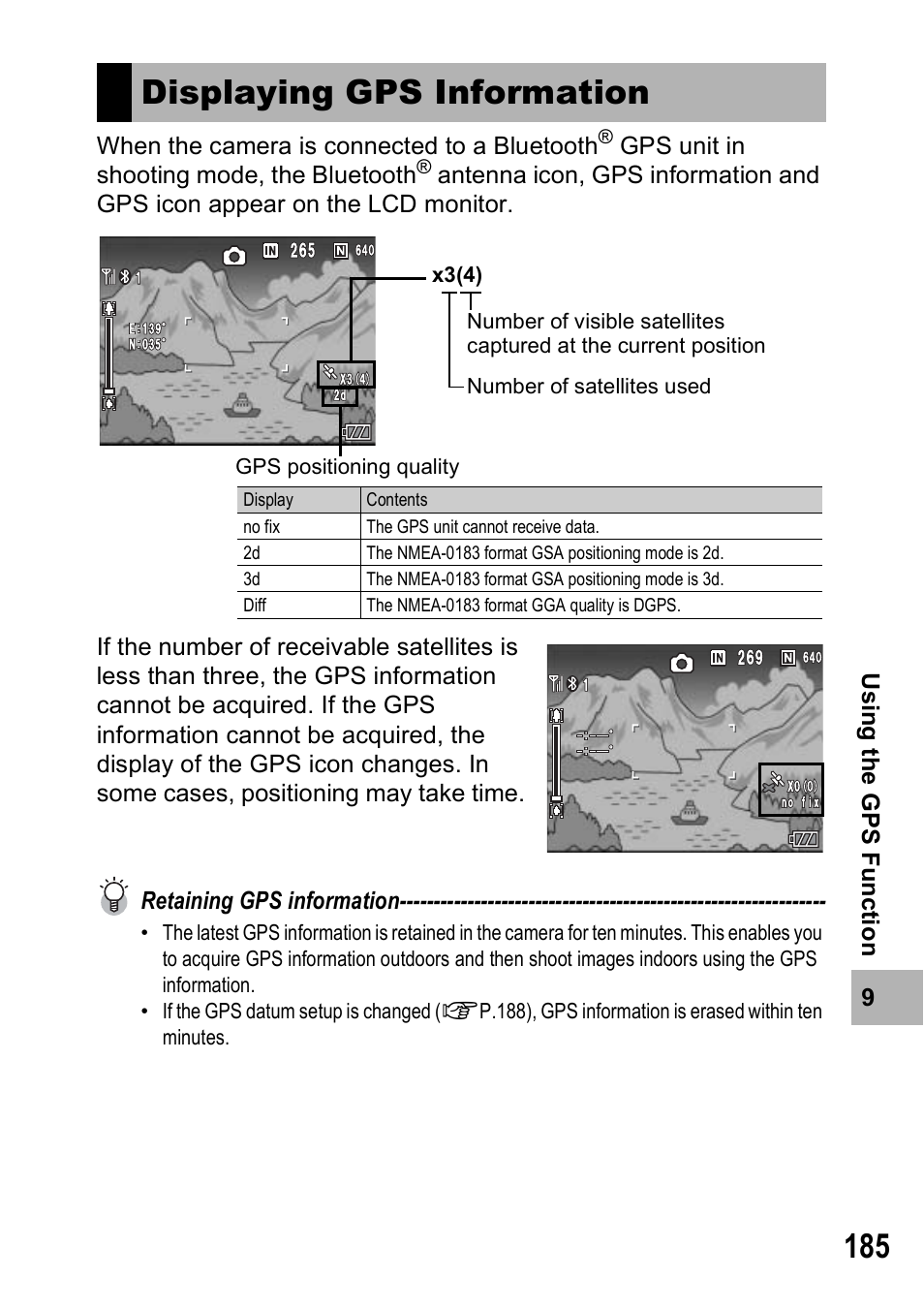 Displaying gps information | Ricoh 500SE User Manual | Page 188 / 256