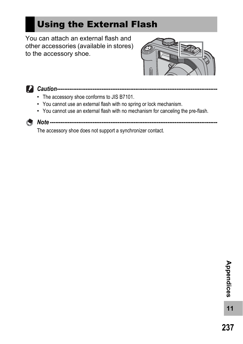 Using the external flash | Ricoh 500SE User Manual | Page 240 / 256
